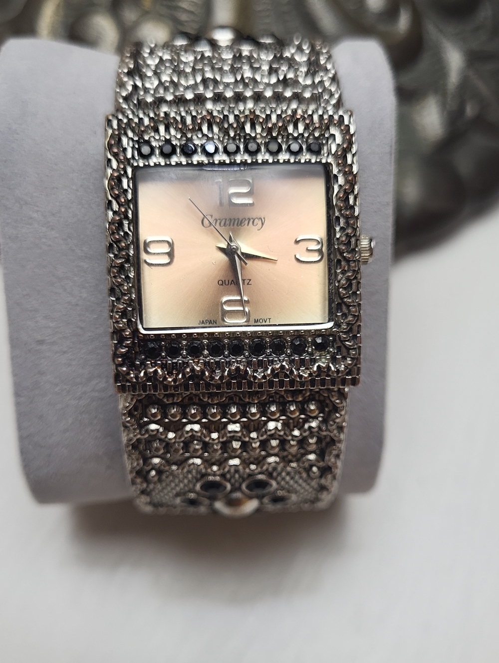 Silver-Tone Ornamental Bracelet Watch for Women